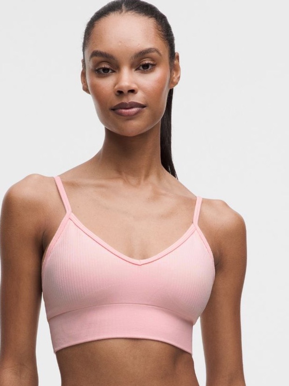 Lululemon Ebb To Street Bra Pink Pearl Seamless Adjustable Straps